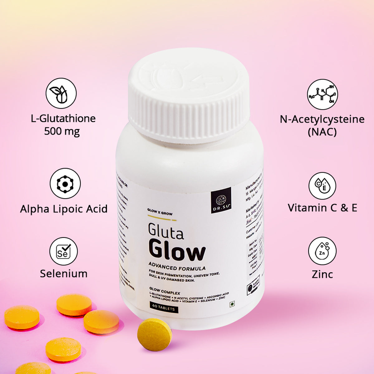 Gluta Glow 500mg Skin Radiance Supplement