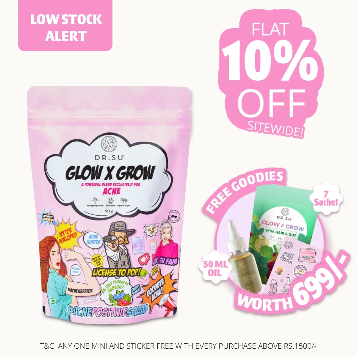 Glow x Grow: For Acne (30 Sachets) - Dr. Su Formulations