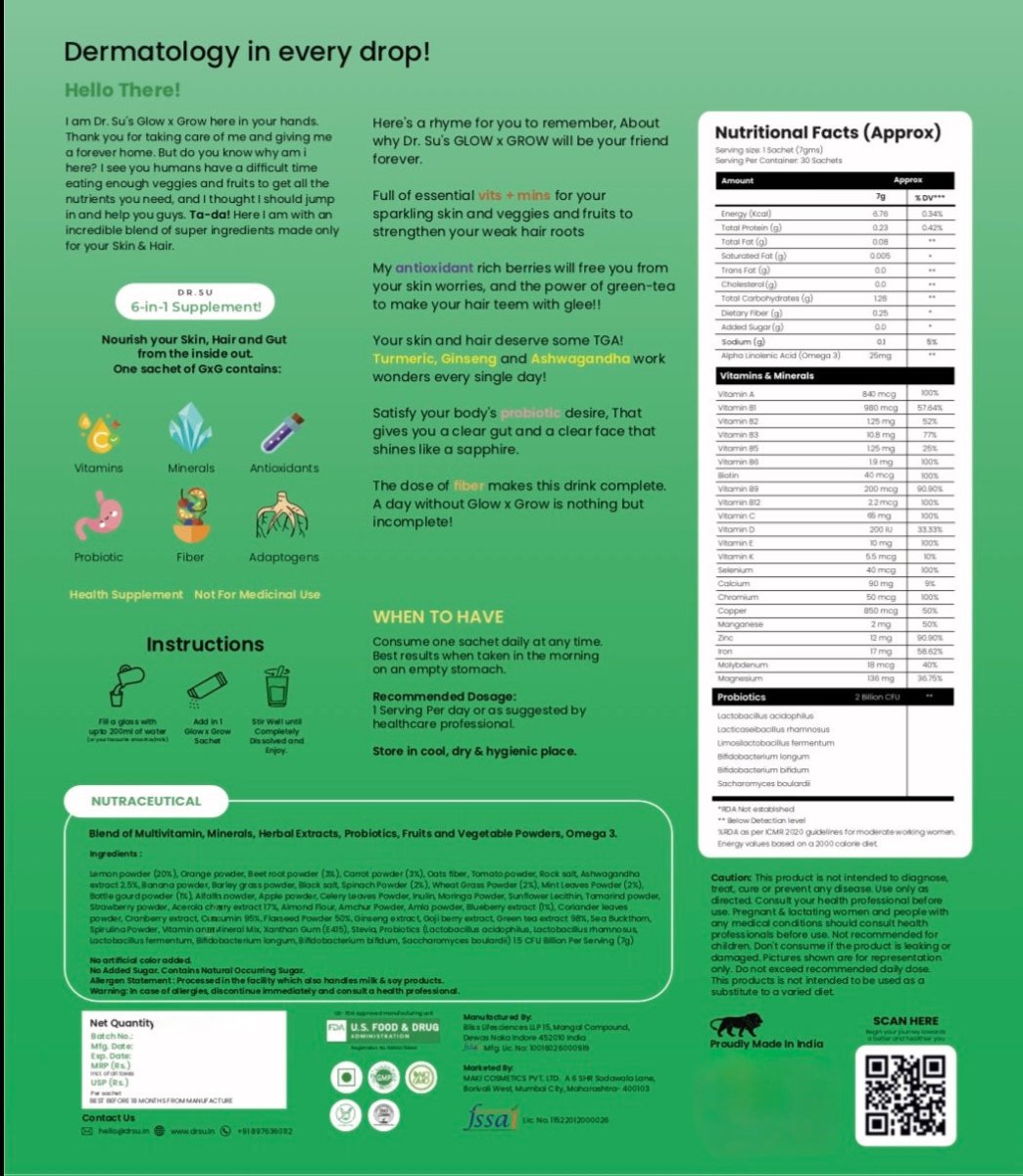 Glow x Grow for Skin, Hair and Gut - Dr. Su Formulations