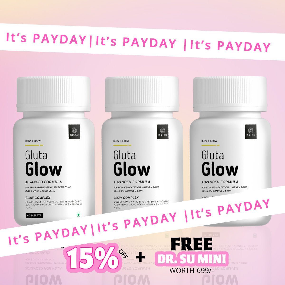 Gluta Glow 500mg Skin Radiance Supplement - Dr. Su Formulations