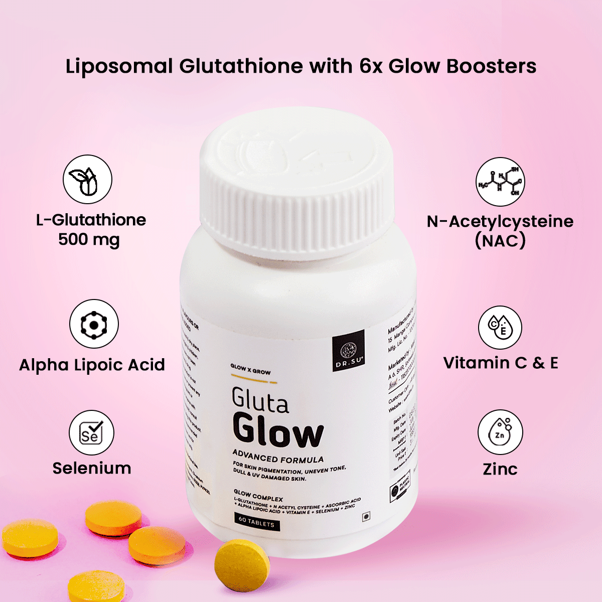 Gluta Glow 500mg Skin Radiance Supplement - Dr. Su Formulations