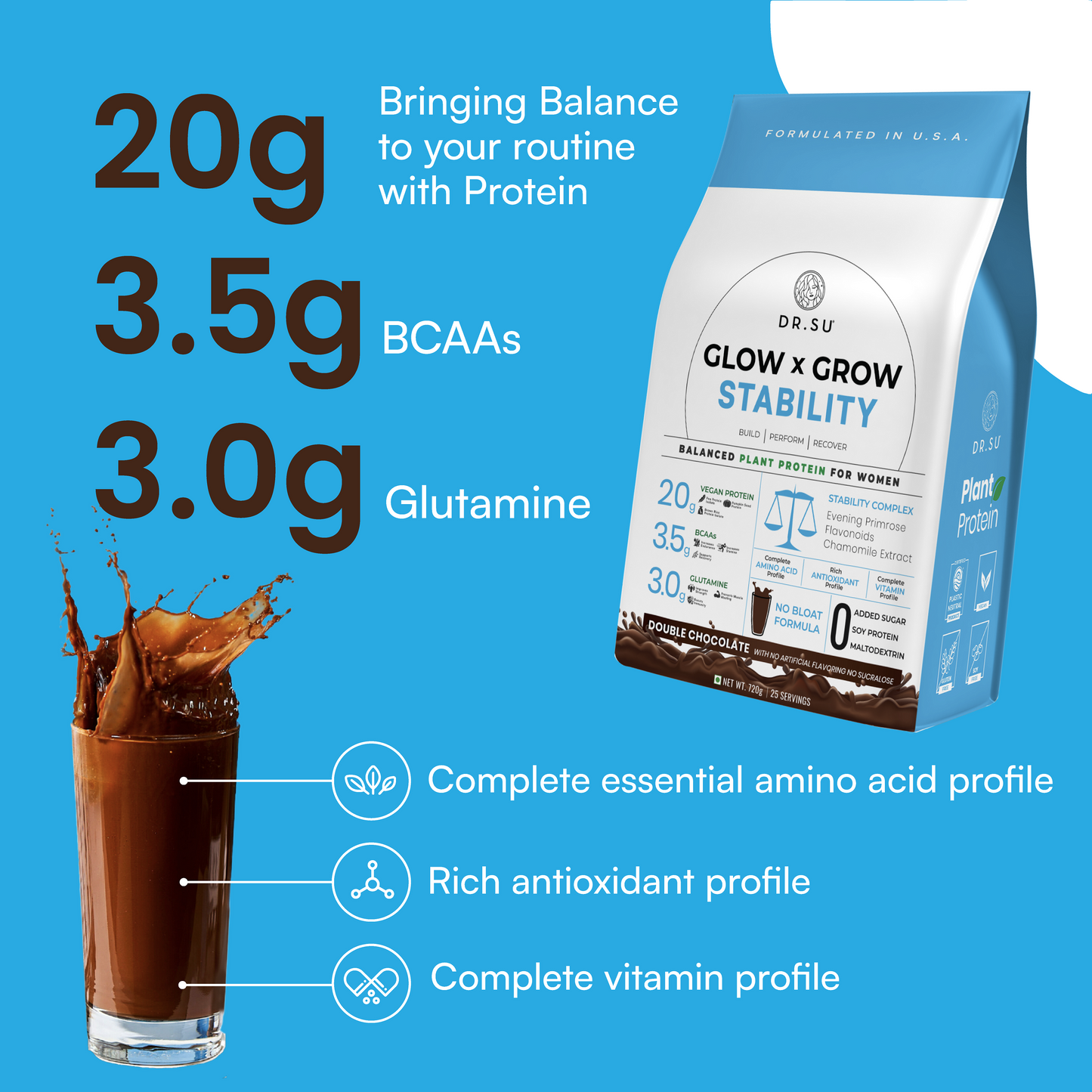 Glow x Grow: Stability Plant Protein For Women (25 Servings)